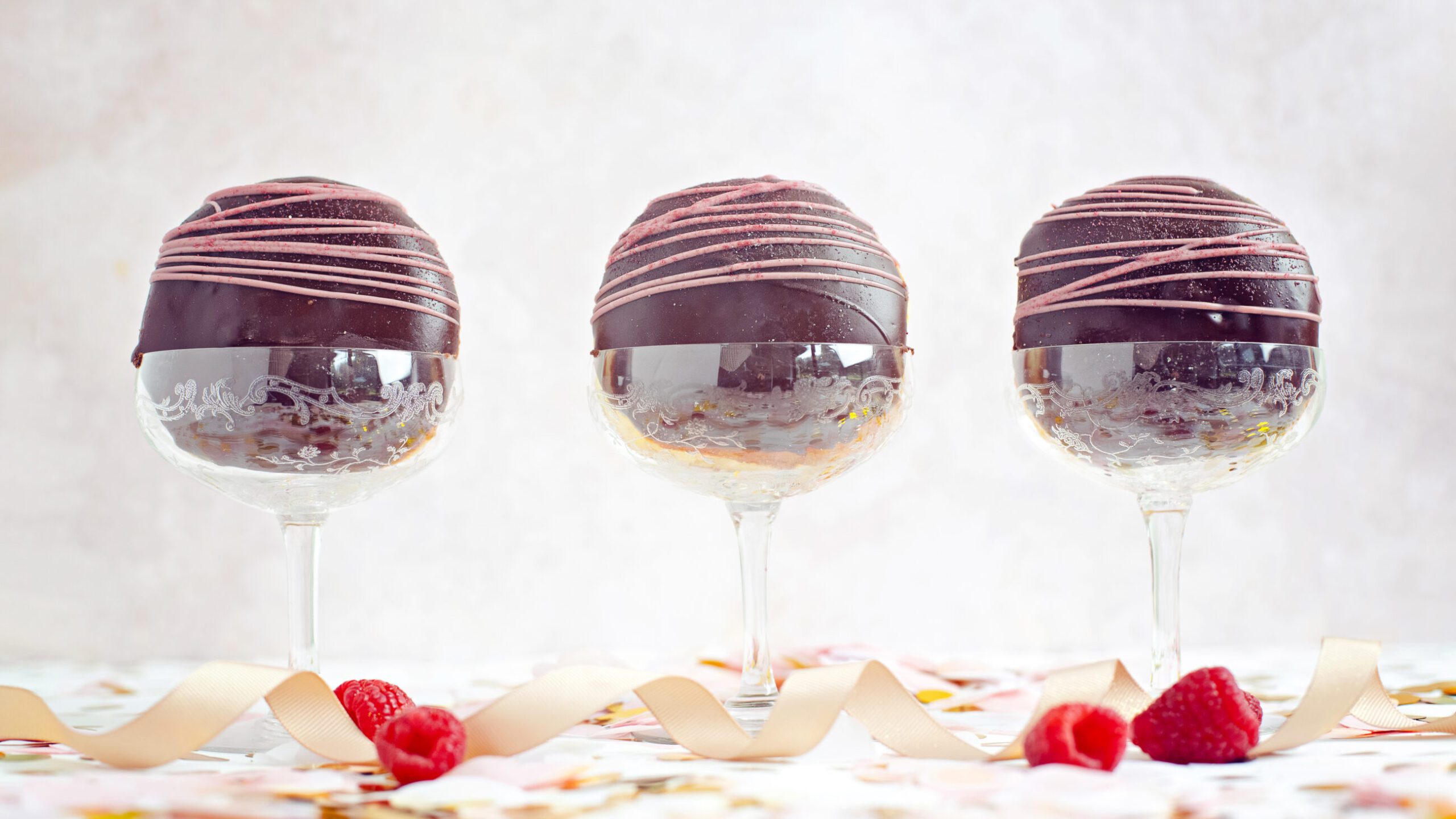 Raspberry & Prosecco, Belgian Chocolate glazed Doughnut - Image 2