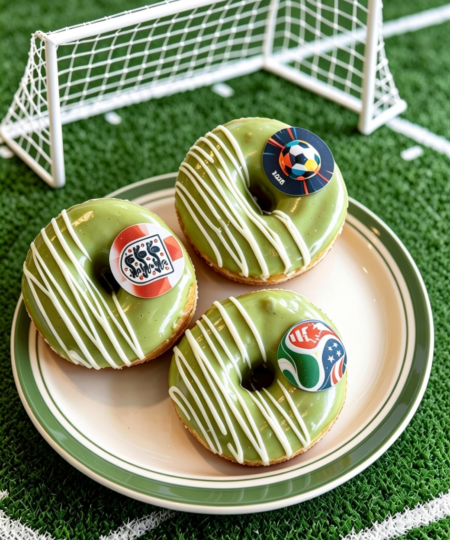 World Cup Match-a & Belgian White Chocolate Ring Doughnut